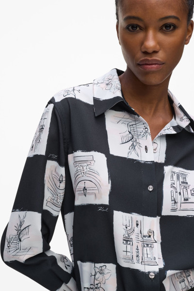 BLÚZ KARL LAGERFELD PRINTED FLUID BLOUSE - Kép 4