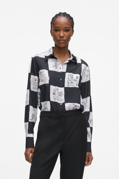 BLÚZ KARL LAGERFELD PRINTED FLUID BLOUSE - Kép 1
