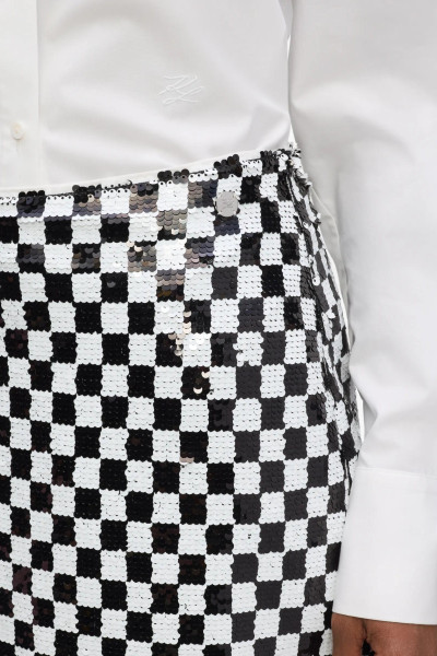 SZOKNYA KARL LAGERFELD CHECKERBOARD SEQUIN SKIRT - Kép 4