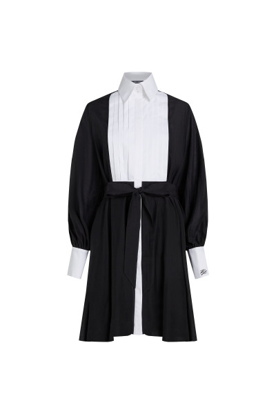 RUHA KARL LAGERFELD CONTRAST BIB SHIRT DRESS - Kép 1
