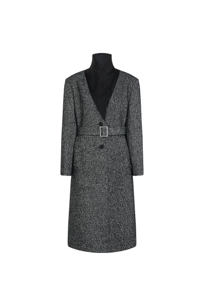 KABÁT KARL LAGERFELD FAUX LEATHER TRIMMED COAT - Fotografia č. 1
