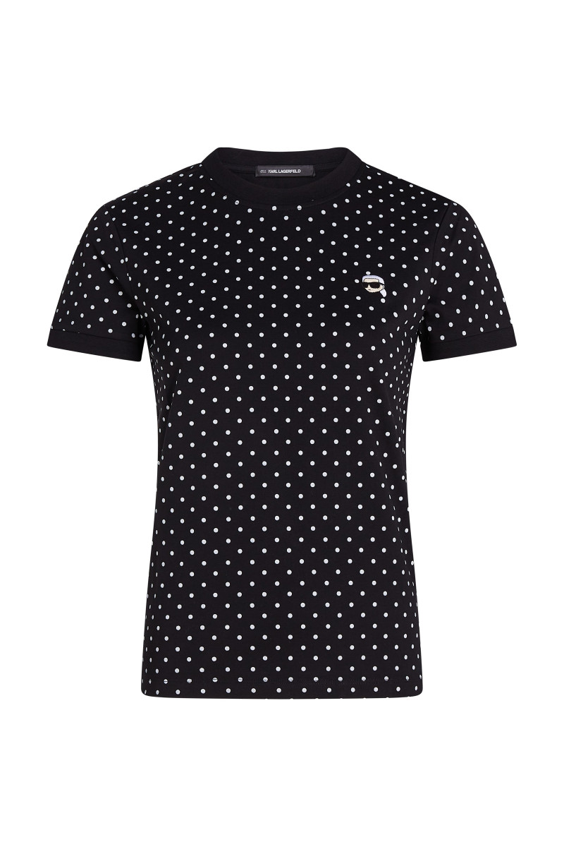 Póló Karl Lagerfeld Ikon Small Aop Slim T-Shirt Black-White Polka Dot