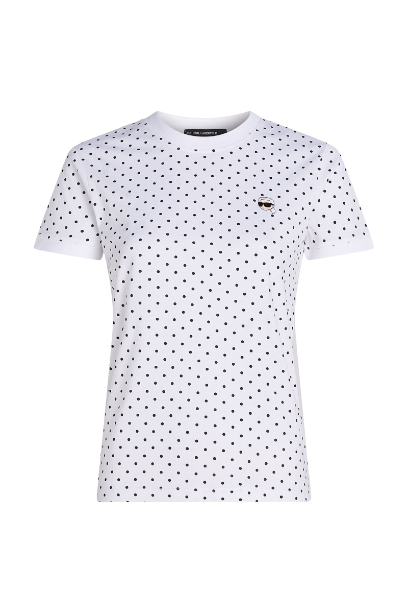 Póló Karl Lagerfeld Ikon Small Aop Slim T-Shirt White-Black Polka Dot