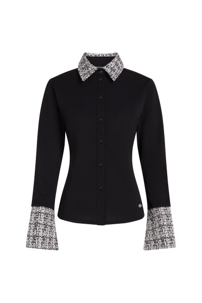 TRIČKO KARL LAGERFELD LONG SLEEVE FABRIC MIX POLO - Fotografia č. 5