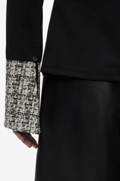 TRIČKO KARL LAGERFELD LONG SLEEVE FABRIC MIX POLO - Fotografia č. 4