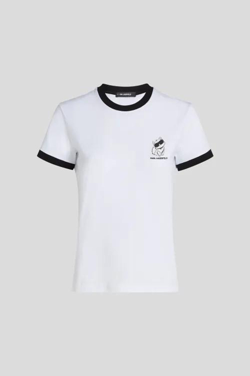 Póló Karl Lagerfeld Ikon Choupette Contrast Tshirt White