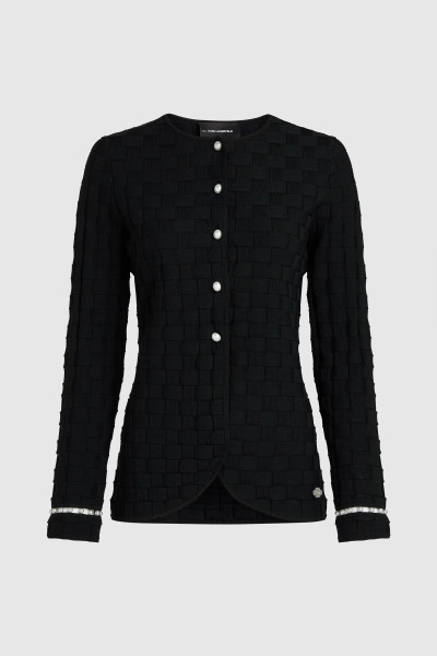 KARDIGÁN KARL LAGERFELD PEARL DETAIL KNIT CARDIGAN - Kép 6