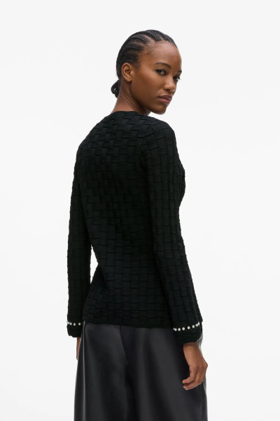 KARDIGÁN KARL LAGERFELD PEARL DETAIL KNIT CARDIGAN - Kép 2