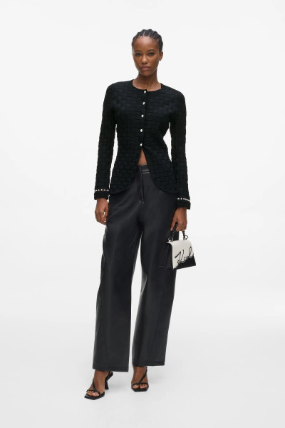 KARDIGÁN KARL LAGERFELD PEARL DETAIL KNIT CARDIGAN - Kép 3