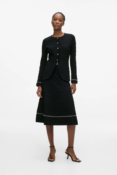 KARDIGÁN KARL LAGERFELD PEARL DETAIL KNIT CARDIGAN - Kép 4