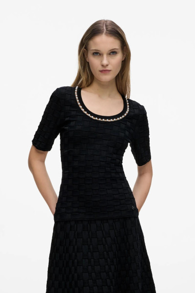 PULÓVER KARL LAGERFELD PEARL DETAIL KNIT TOP - Kép 1