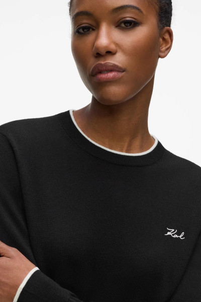 PULÓVER KARL LAGERFELD ESSENTIAL MERINO WOOL CREWNECK - Kép 3