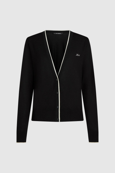 KARDIGÁN KARL LAGERFELD ESSENTIAL MERINO WOOL CARDIGAN - Kép 5