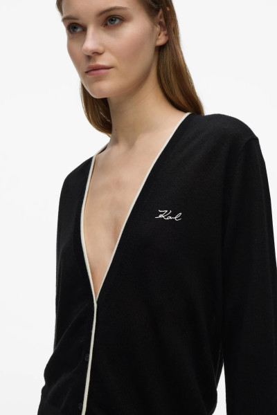 KARDIGÁN KARL LAGERFELD ESSENTIAL MERINO WOOL CARDIGAN - Kép 4