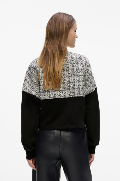 MELEGÍTŐ FELSŐ KARL LAGERFELD BOUCLE MIX JERSEY CARDIGAN - Kép 2