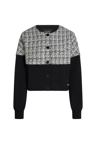 MELEGÍTŐ FELSŐ KARL LAGERFELD BOUCLE MIX JERSEY CARDIGAN - Kép 5