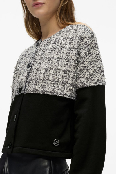 MELEGÍTŐ FELSŐ KARL LAGERFELD BOUCLE MIX JERSEY CARDIGAN - Kép 4