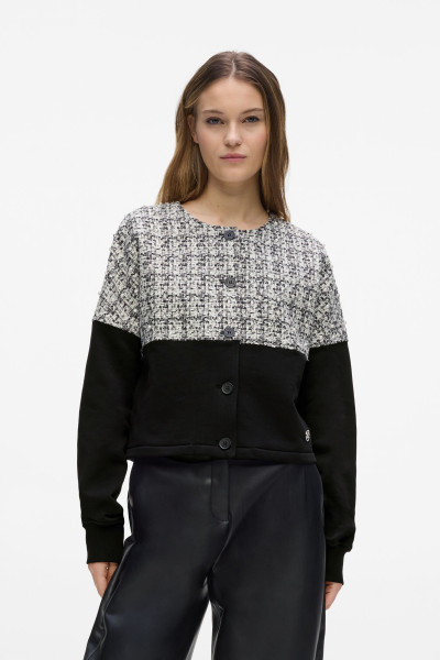 MELEGÍTŐ FELSŐ KARL LAGERFELD BOUCLE MIX JERSEY CARDIGAN - Kép 1