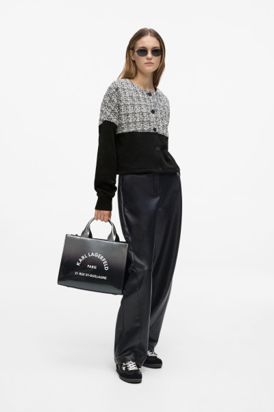 MELEGÍTŐ FELSŐ KARL LAGERFELD BOUCLE MIX JERSEY CARDIGAN - Kép 3