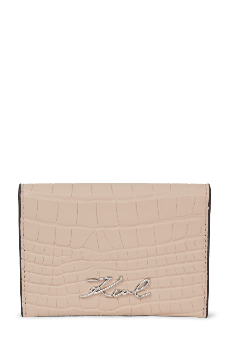 Bankkártya Tok Karl Lagerfeld K/Signature Bifold Ch Croc Gp Nude Pink