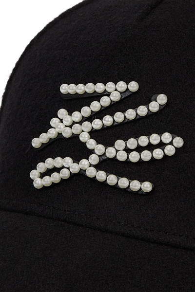 SAPKA KARL LAGERFELD K/AUTOGRAPH WOOL PEARLS CAP - Kép 4