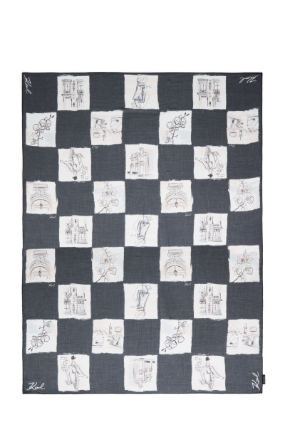 SÁL KARL LAGERFELD K/BALLET CHCKBRD MODAL SCARF - Kép 3