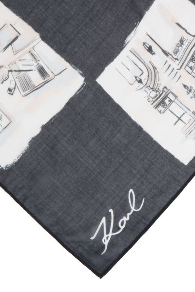 SÁL KARL LAGERFELD K/BALLET CHCKBRD MODAL SCARF - Kép 5