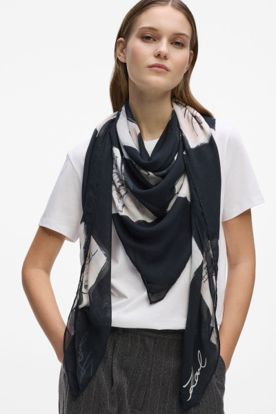SÁL KARL LAGERFELD K/BALLET CHCKBRD MODAL SCARF - Kép 2
