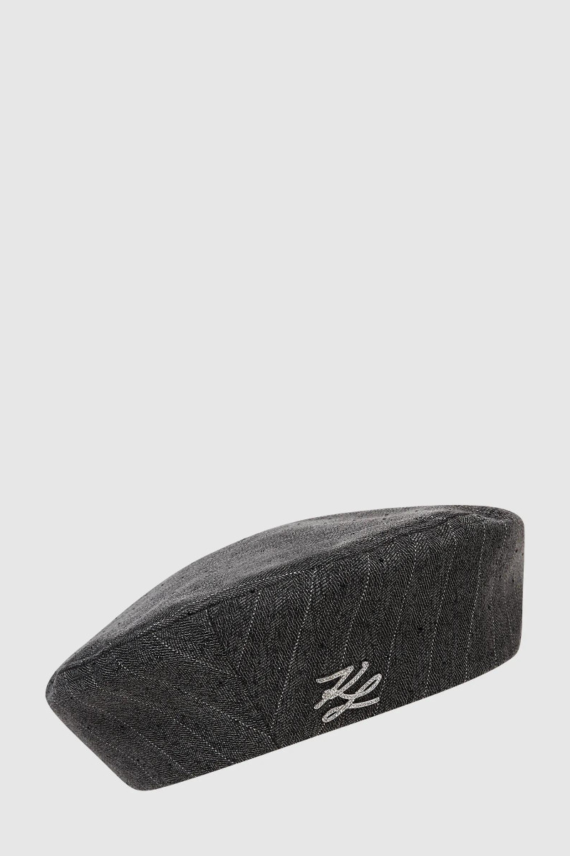 Sapka Karl Lagerfeld K/Autograph Pin Stripes Beret Grey Melange