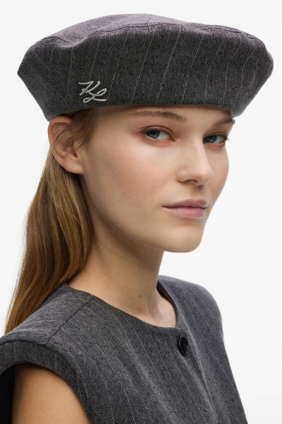 SAPKA KARL LAGERFELD K/AUTOGRAPH PIN STRIPES BERET - Kép 2