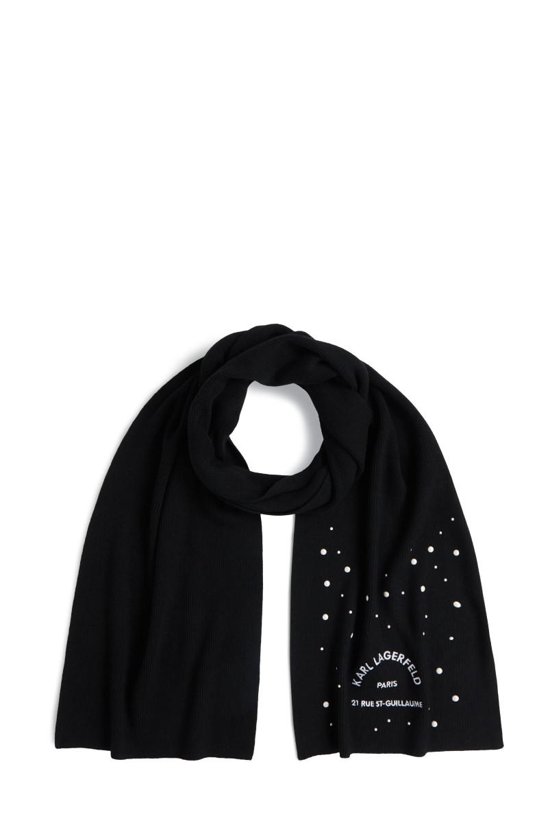 SÁL KARL LAGERFELD K/RSG PEARLS KNIT SCARF BLACK