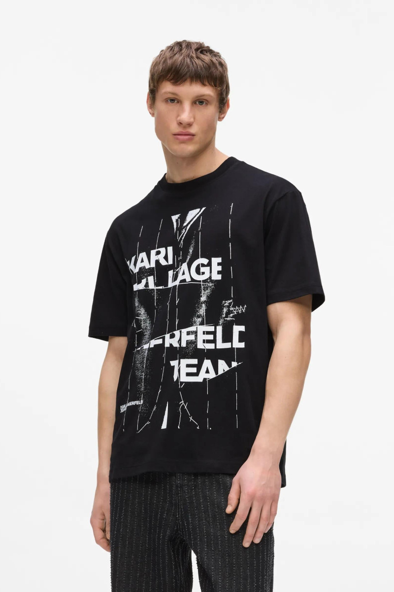 Póló Karl Lagerfeld Jeans Klj Relaxed Pinstripe Tee Black