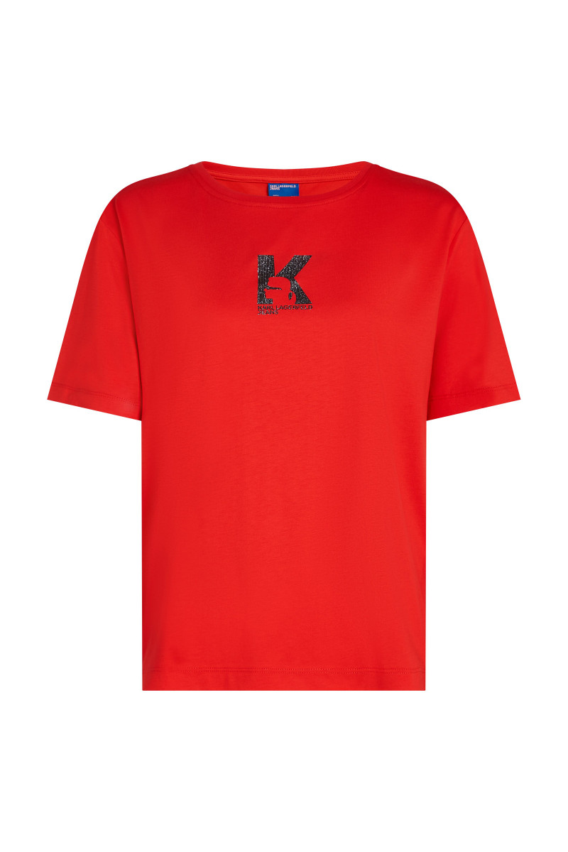 Póló Karl Lagerfeld Jeans Klj Reg K Logo Tee High Risk Red