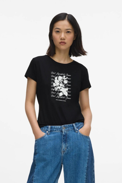PÓLÓ KARL LAGERFELD JEANS KLJ SLIM TEE FLOCKED FLORAL - Kép 1