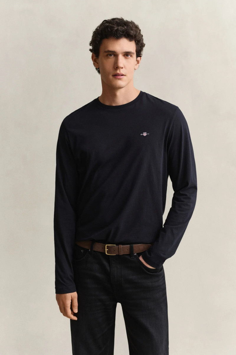 TRIČKO GANT REG SHIELD LS T-SHIRT BLACK