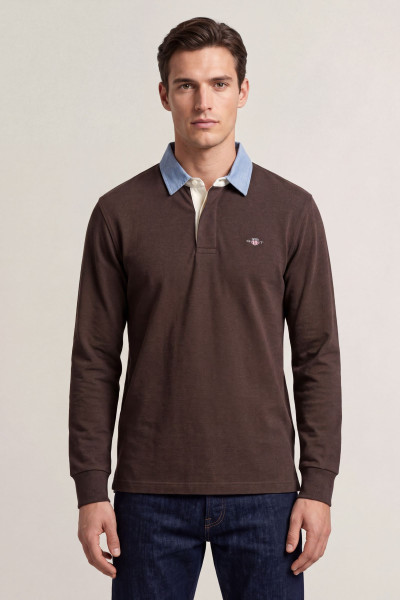 PÓLÓ GANT REG CHAMBRAY HEAVY RUGGER - Kép 1