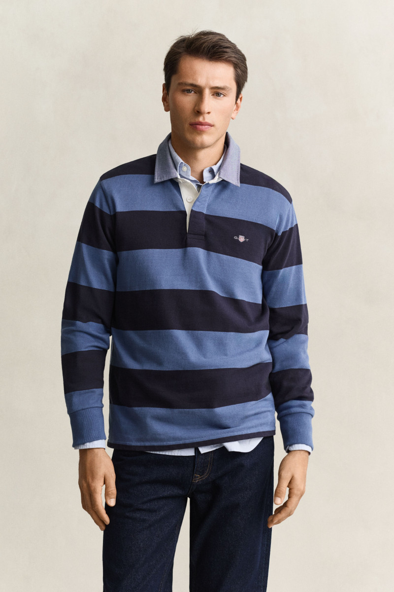 POLOKOŠEĽA GANT REG CHAMBRAY STRIPE HEAVY RUGGER BLUE HORIZON