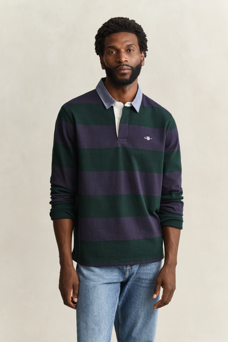 POLOKOŠEĽA GANT REG CHAMBRAY STRIPE HEAVY RUGGER TARTAN GREEN