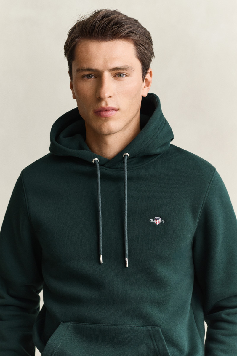 MIKINA GANT REG SHIELD HOODIE TARTAN GREEN