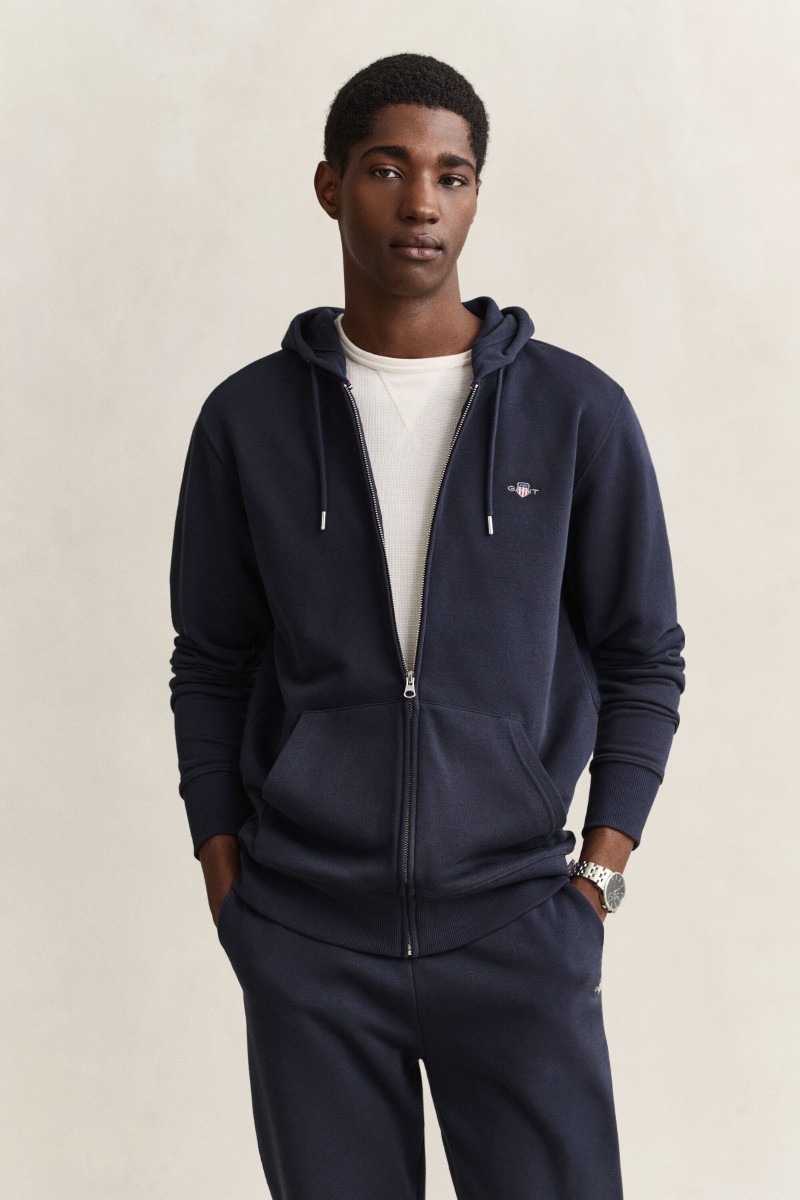 MIKINA GANT REG SHIELD FULL ZIP HOODIE EVENING BLUE