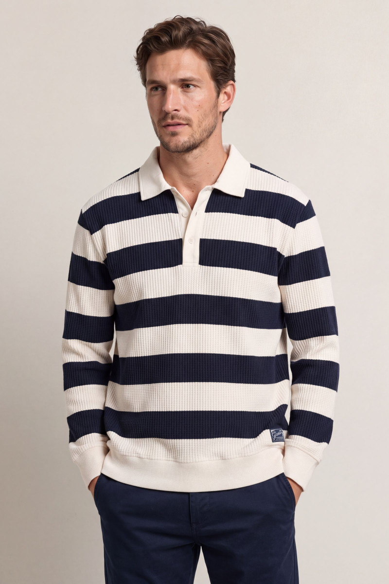 POLOKOŠEĽA GANT STRIPED WAFFLE POLO CREAM