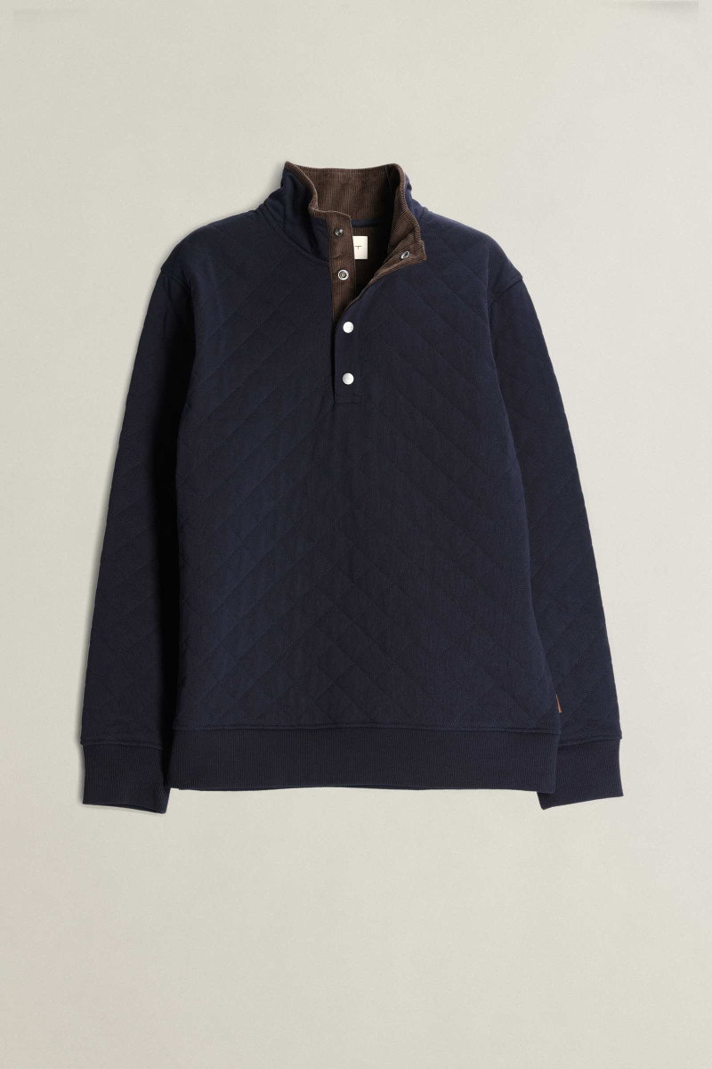 MIKINA GANT QUILTED SWEAT HALF ZIP EVENING BLUE