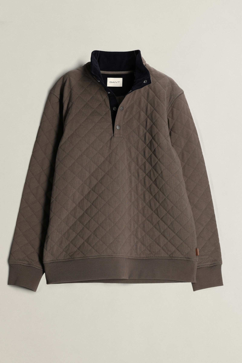 MIKINA GANT QUILTED SWEAT HALF ZIP FADED TAUPE