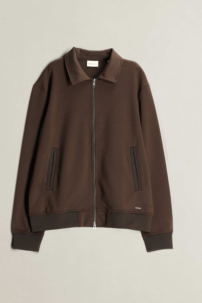 MIKINA GANT INTERLOCK ZIPPED JACKET BLACK BROWN