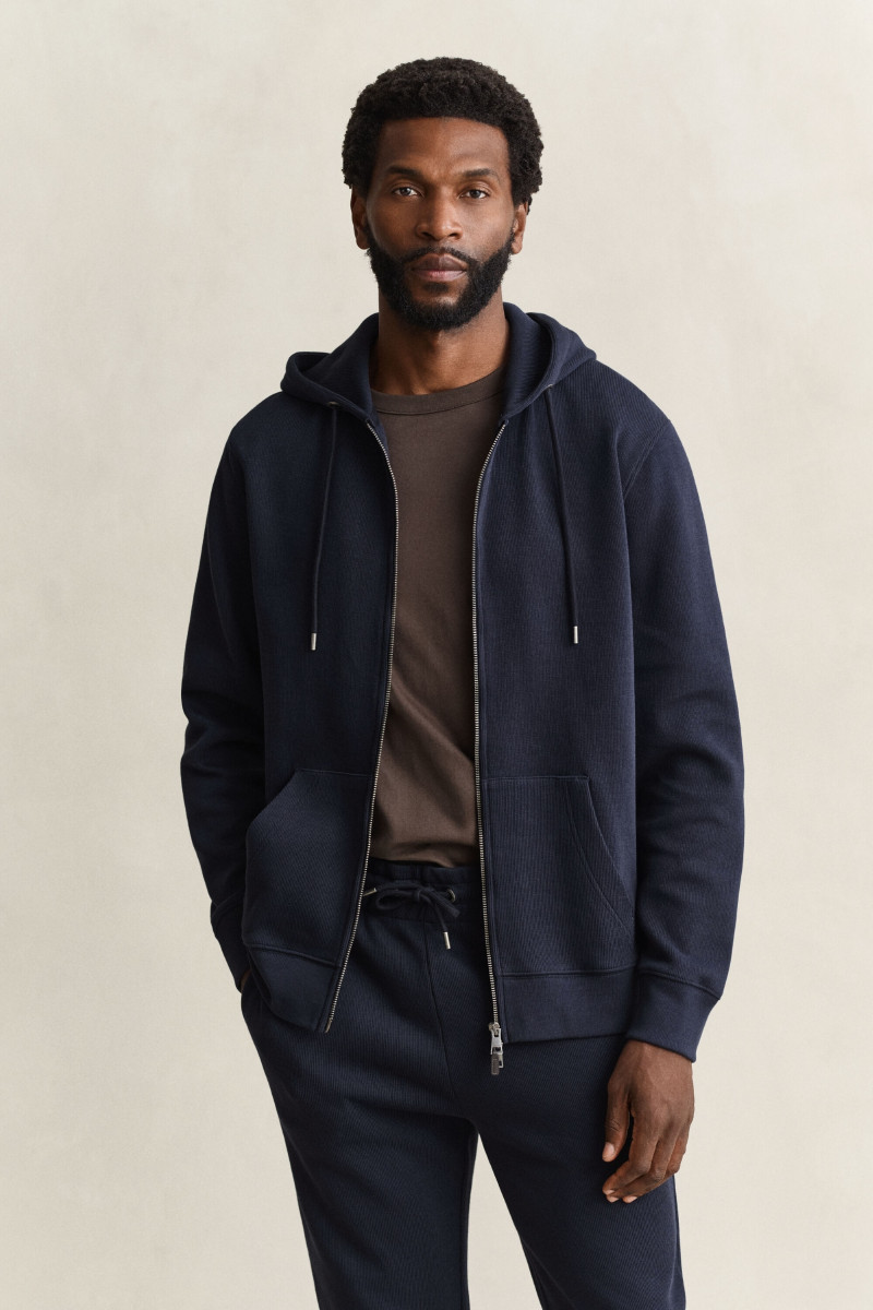 MIKINA GANT FULL ZIP HOODIE EVENING BLUE