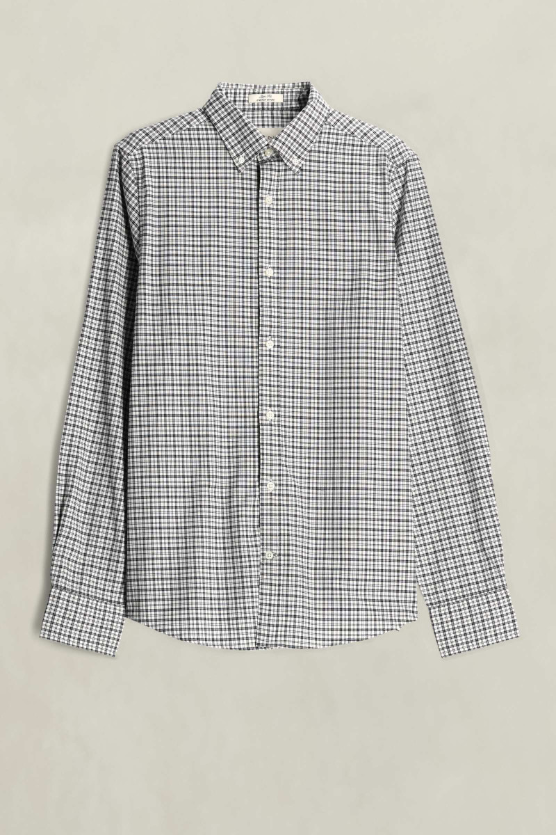 KOŠEĽA GANT SLIM STRETCH OXFORD CHECK SHIRT BLACK GREY