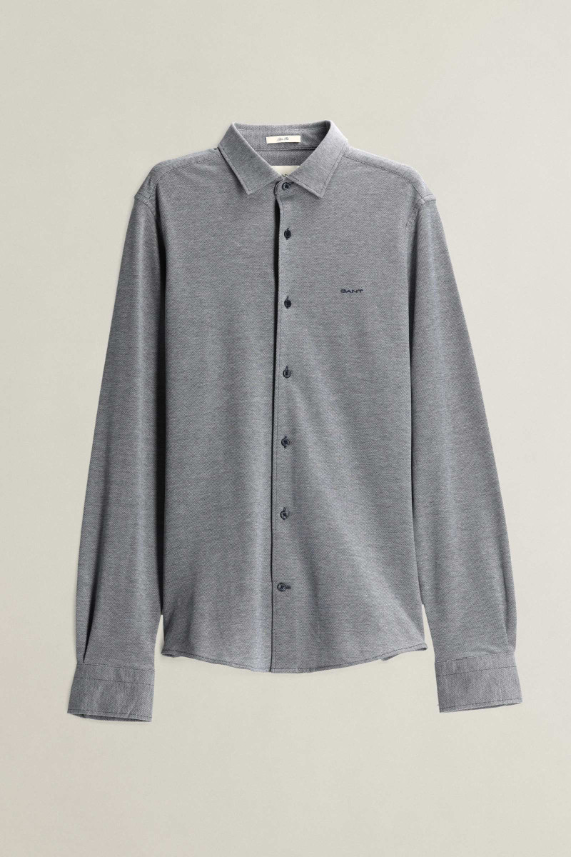 KOŠEĽA GANT SLIM TWO-TONE JERSEY PIQUE SHIRT EVENING BLUE