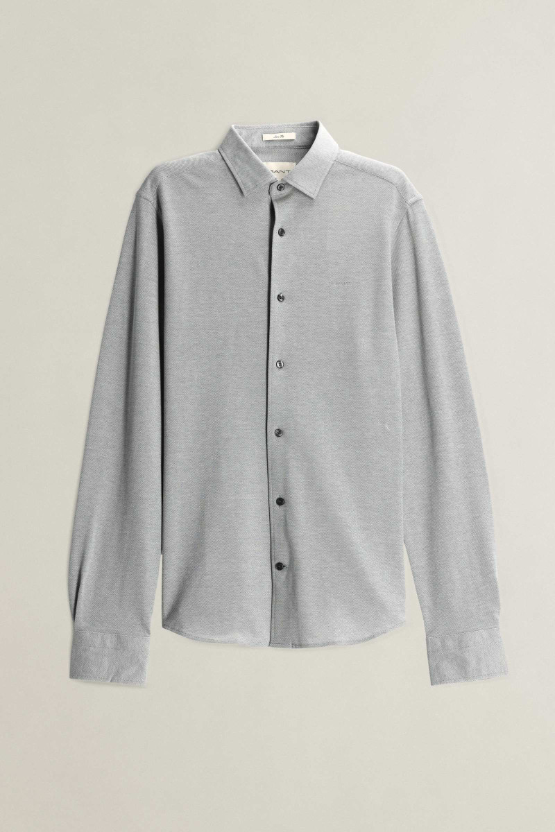 KOŠEĽA GANT SLIM TWO-TONE JERSEY PIQUE SHIRT MID GREY