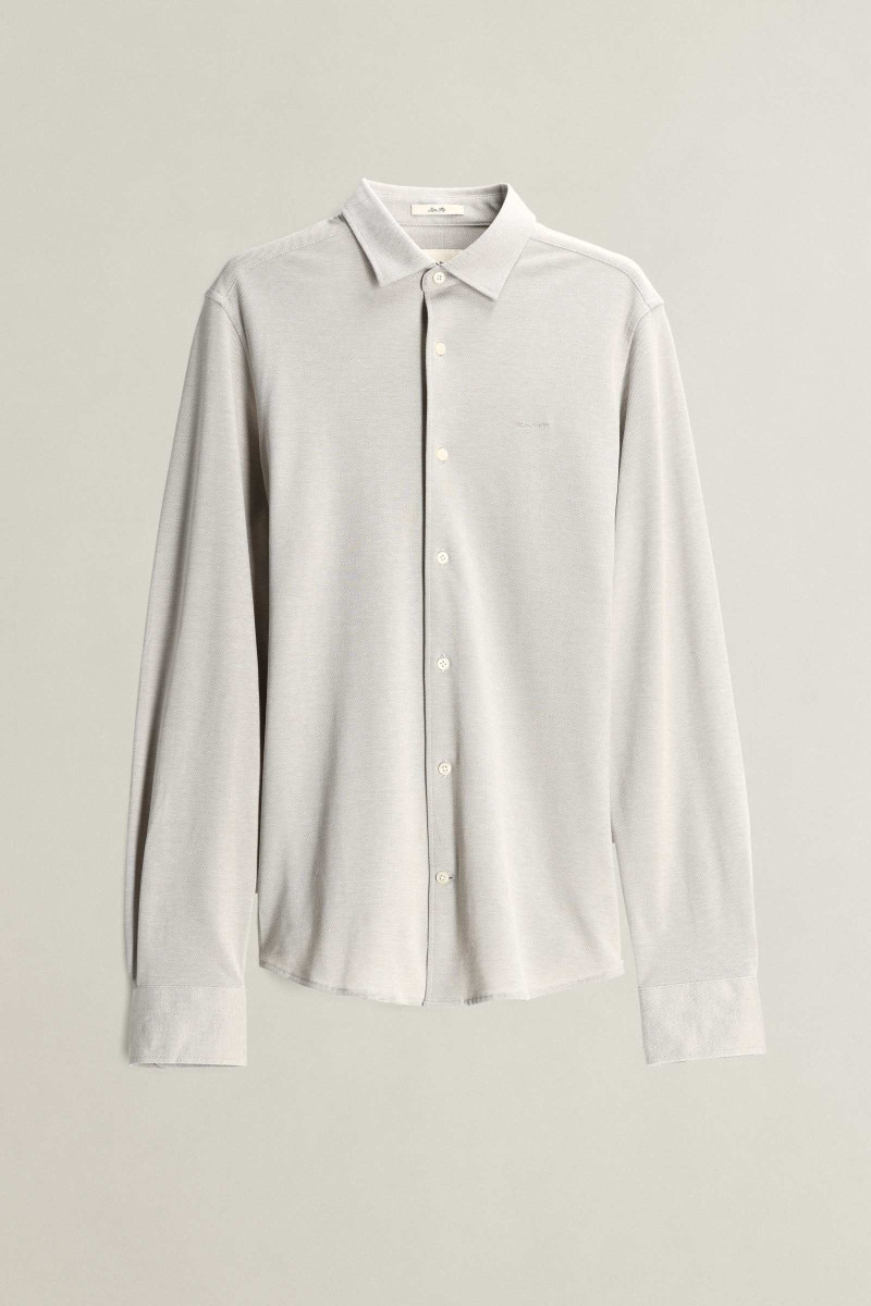 KOŠEĽA GANT SLIM TWO-TONE JERSEY PIQUE SHIRT MIST TAUPE