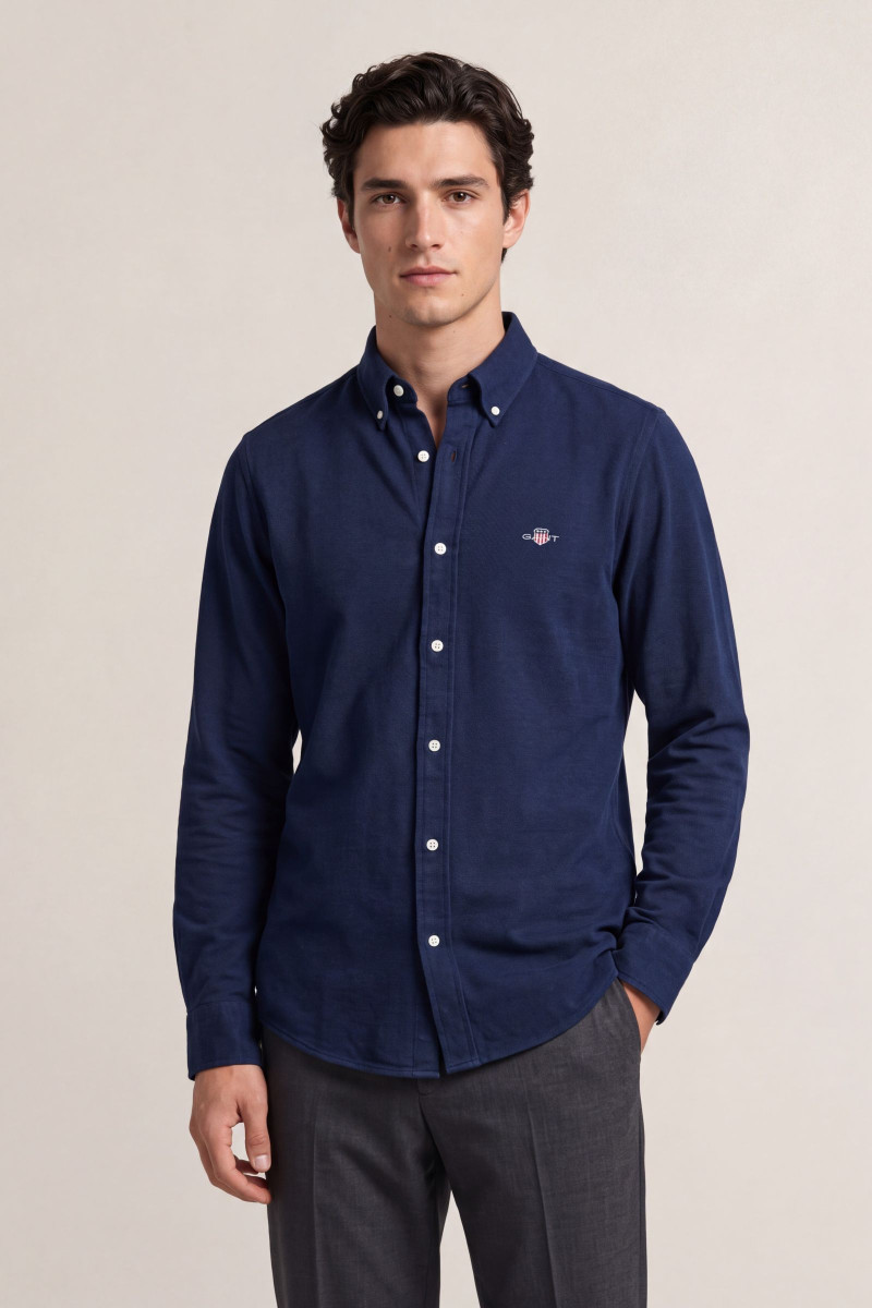 KOŠEĽA GANT REG INDIGO PIQUE JERSEY SHIRT MID BLUE
